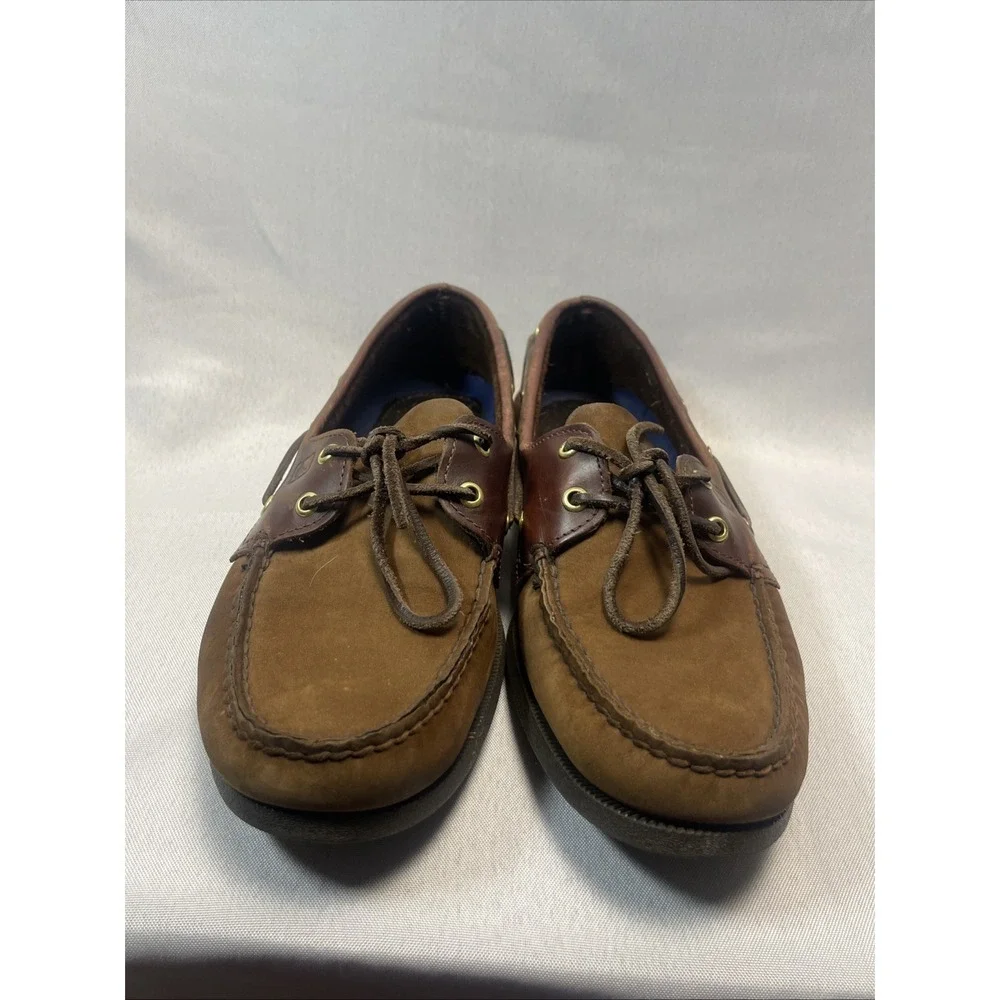 Mens Brown Leather Sperry Authentic Original 2-Eye Boat Shoes Size 10.5